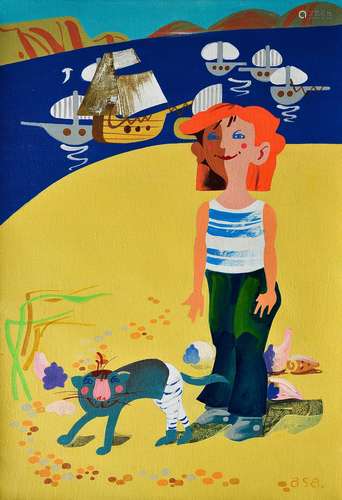 Little Sailor, Acrylic On Canvas, Oliga Assayevich