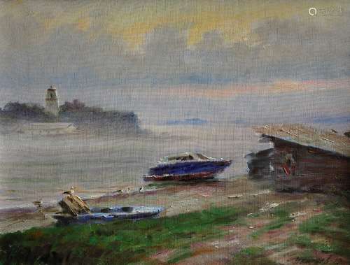 Seashore Morning, Oil Painting On Canvas, Viktor Ubilaev