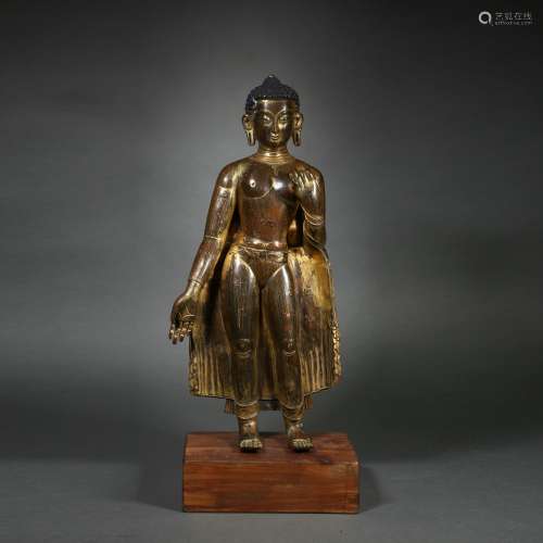Gilt Bronze Standing Shakyamuni
