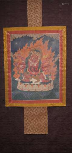 Painted Thangka Of Yamantaka