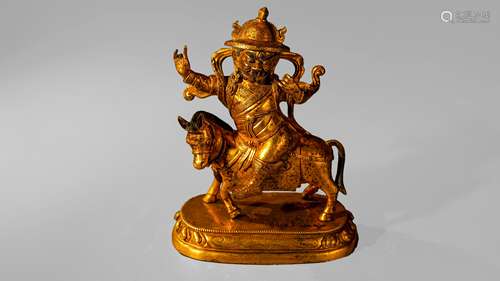 Gilt Bronze Figure Of Yellow Jambhala