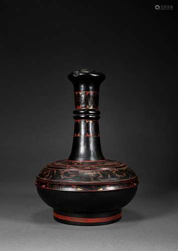 Carved Lacquerware Bottle Vase