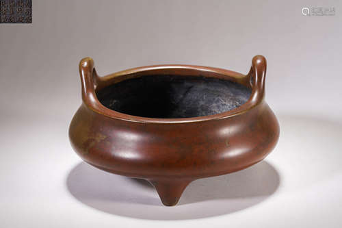 Bronze Tripod Double-Eared Censer