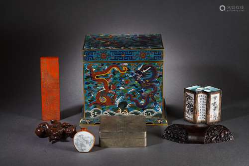 Set Of Cloisonne Enamel Stationery Items