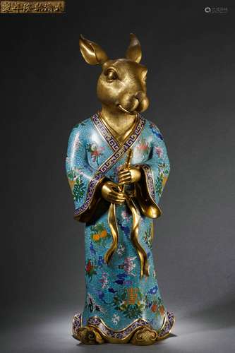 Cloisonne Enamel Statue Of Rabbit