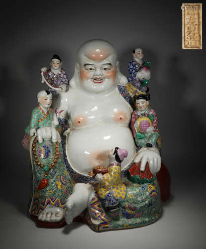 19th century Chinese Qing Dynasty Pastel Maitreya Buddha (ov...
