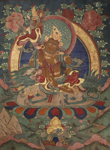 China Xizang god of wealth Thangka qing Dynasty