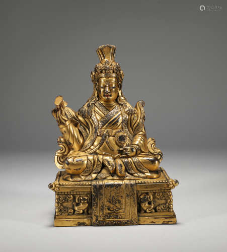Gilt bronze Buddha seated in Xizang, China, Qing Dynasty