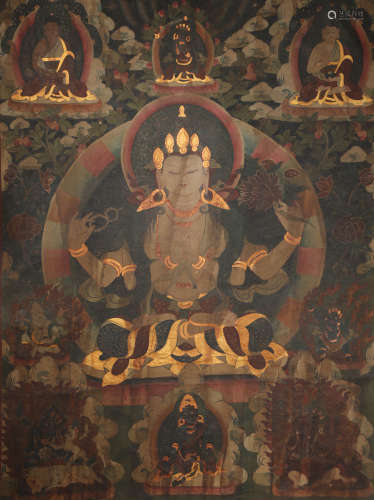 Guanyin Buddha Thangka, Xizang, China, Qing Dynasty