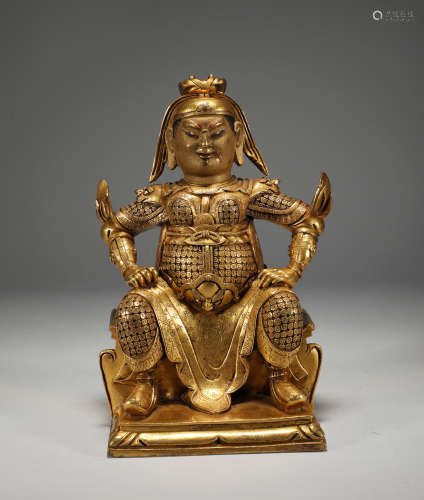 Chinese qing dynasty gilt bronze Buddha sitting statue