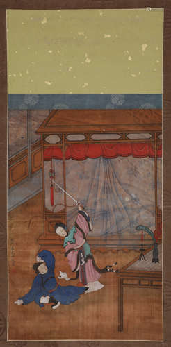 Lengmei figure story on silk scroll of Qing Dynasty China