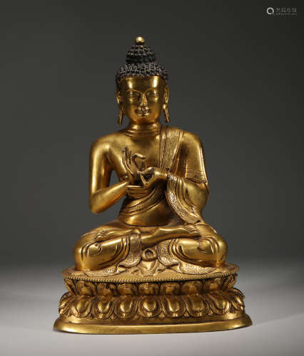 Bronze gilt Sakyamuni in qing Dynasty