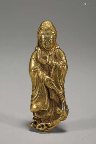 Gilt Guanyin Buddha pendant, Qing Dynasty, China