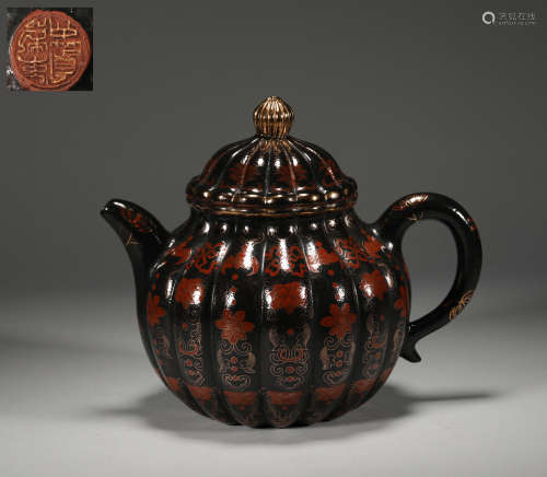 Painted gold teapots from the Qing Dynasty