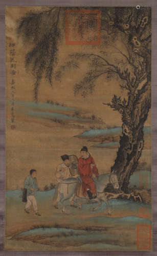 Silk vertical scroll of Li Song and Liu Yin's farewell in So...