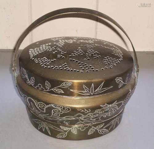 Antique Rare Chinese INCENSE BURNER Large Pot Engraving Deco...