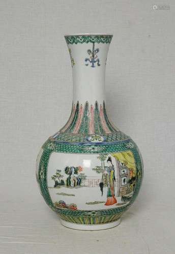Chinese  Wu-Cai  Porcelain  Ball  Vase  With  Studio  Mark  ...