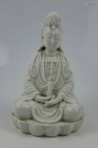 Antique Chinese Blanc de Chine Porcelain Guanyin Bodhisattva...