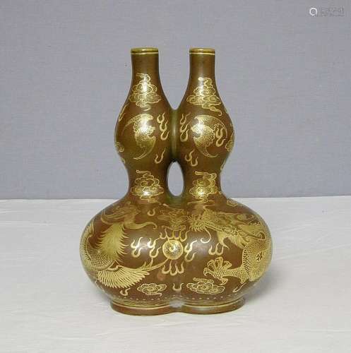 Chinese  Teadust  Porcelain  Twin  Vase  With  Mark      M11...