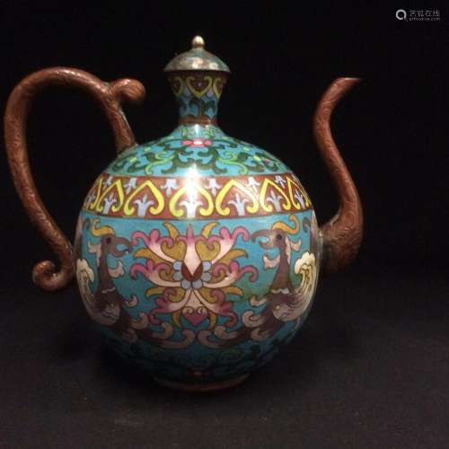 Vintage Chinese Cloisonne Tea Pot