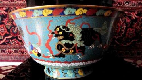 antique chinese turquoise cloisonne enameled animal motif  b...