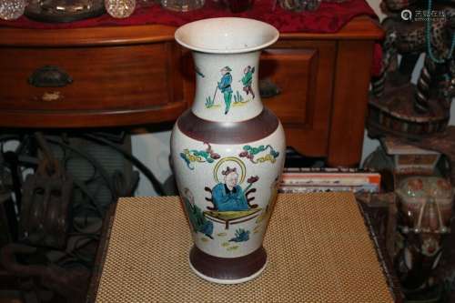 Chinese Porcelain Pottery Vase Religious Spiritual Men Tall ...