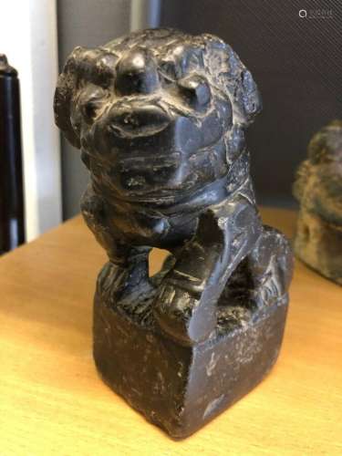 Very Rare Black Soapstone Foo Dog.Early Ming/Yuan Dynasty or...