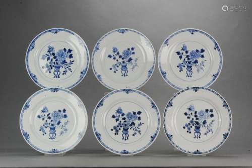 Antique Chinese 18C Period Blue White Dinner Set Flowers Flo...