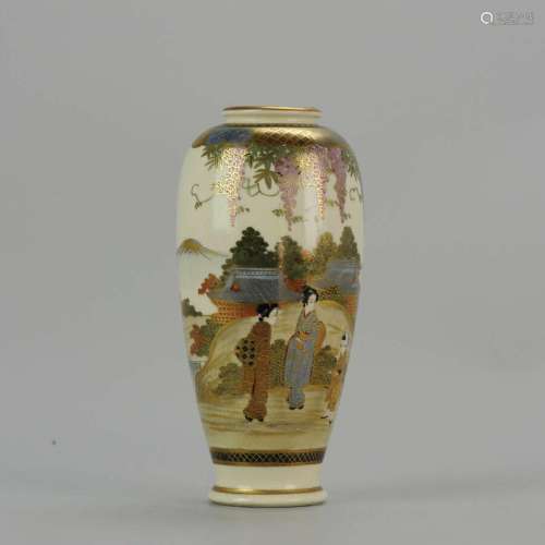 Antique Meiji 19th c Japanese Satsuma Vase  Wise Figures Mar...