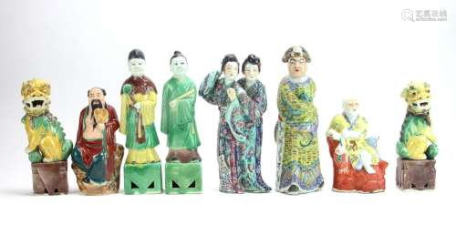 Eight Pieces Chinese Famille Rose Porcelain Figures