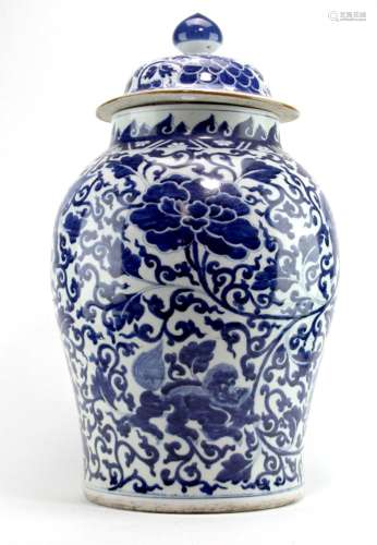 Large 19thC Chinese Covered Jar
