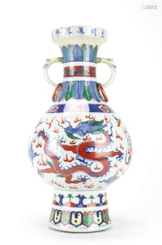 Large 19thC Chinese Famille Verte Vase