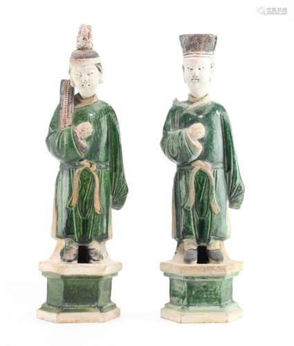 Pair of Chinese Sancai Glazed Pottery Figures