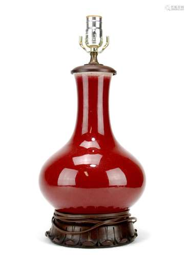 Chinese Oxblood-red Porcelain Lamp