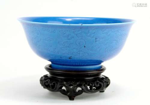 Chinese Blue Glazed Porcelain Bowl