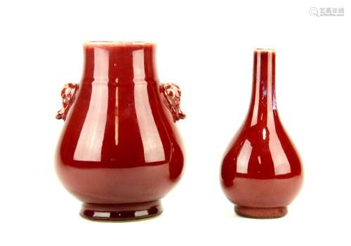 Two Chinese Oxblood-red Glaze Vases