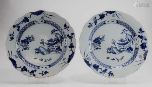 Pair of Chinese Blue and White Chargers