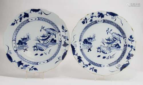 Pair of Chinese Blue and White Chargers