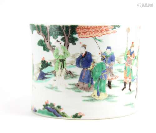 18thC Chinese Famille Verte Porcelain Brush Pot