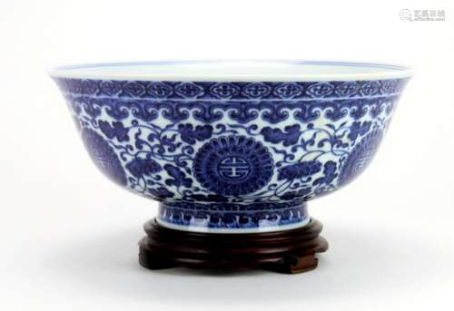 Large Chinese Blue and White Porcelain Bowl