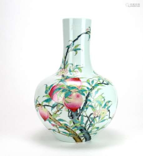Large 20thC Chinese Famille Rose Bottle Vase