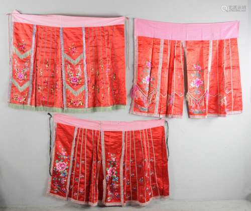 Five Chinese Silk Embroidery Skirts