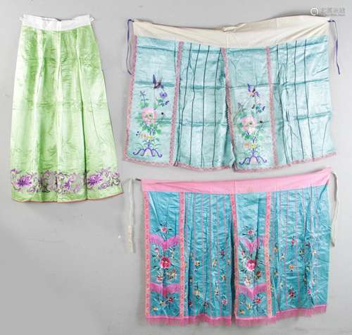 Six Chinese Silk Embroidery Skirts