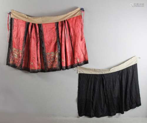 Three Chinese Silk Embroidery Skirts