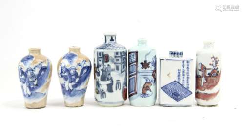 Six Chinese Porcelain Snuff Bottles