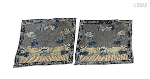 Pair of Chinese Silk Gauze Rank Badges