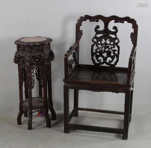 Pair of Chinese Hardwood Armchairs