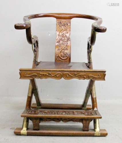 Finely Carved 19thC Huanghuali Folding Chair