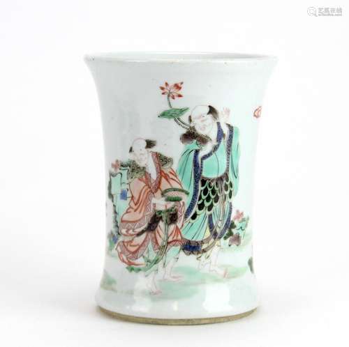 19thC Chinese Famille Rose Brush Pot