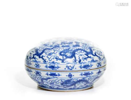 Rare Chinese Blue and White Porcelain Box